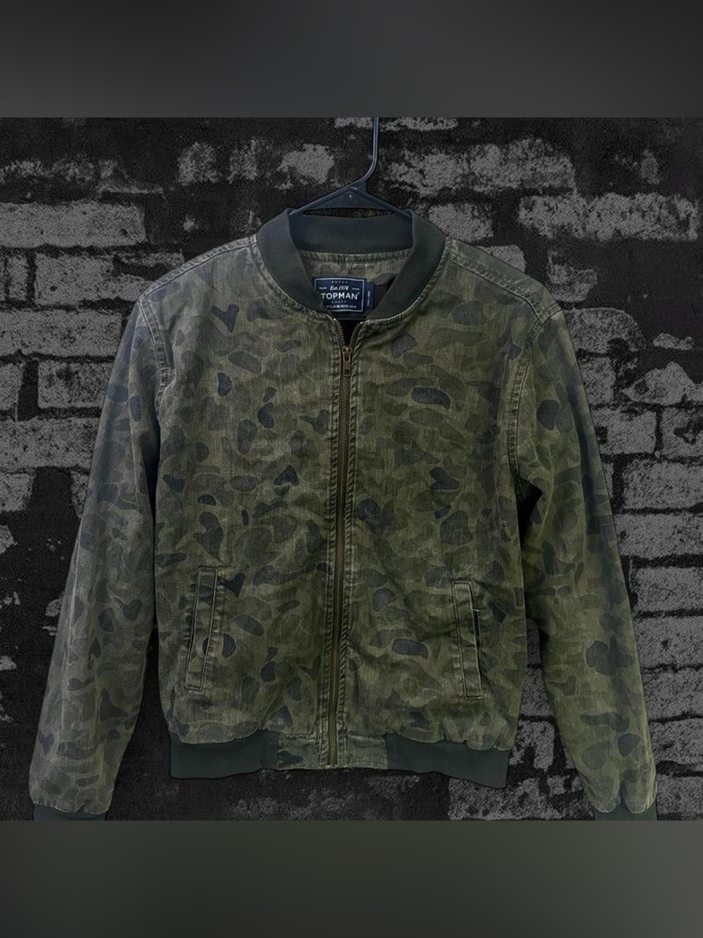 Topman green camouflage bomber jacket